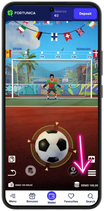 Penalty Shoot Out Street place bet amount selection